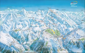 Mapa sjezdovek v L'Alpe d'Huez (Francie, Les Grandes Rousses)